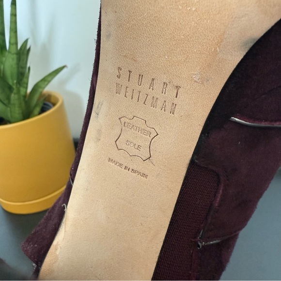 Stuart Weitzman burgundy suede Slits platform heel sandals - size 5.5 - Picture 8 of 8